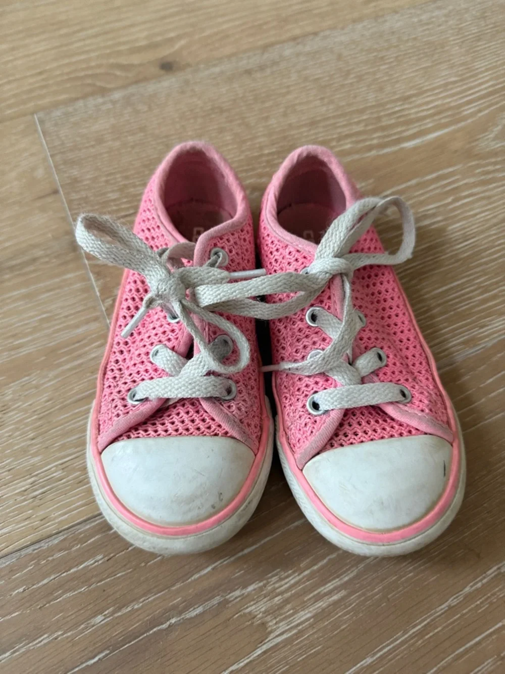 Converse Kids Pink Mesh Lace-Up Sneakers with White Soles